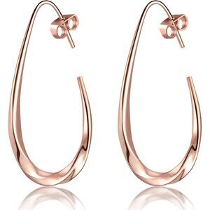 ⚡Rose Gold Drop Hoop Earrings Elegant Statement Jewelry for Women Party Gift